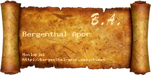 Bergenthal Apor névjegykártya